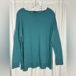 EILEEN FISHER Teal Merino Wool Sweater Sz Small